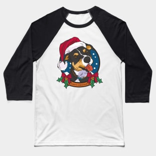 Christmas Dog With Hat Baseball T-Shirt